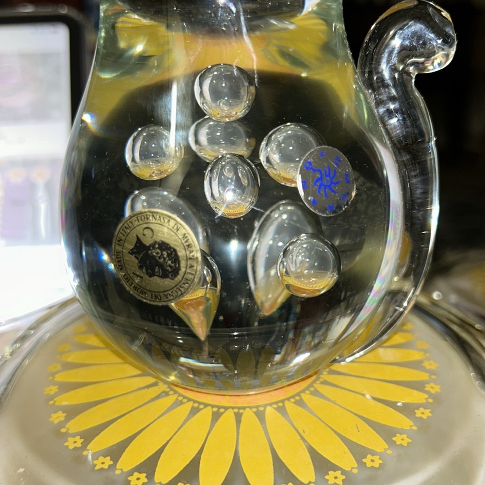 Murano Fornasa De Mvran clear Paperweight Glass Cat Sticker Italy - Picture 5 of 13